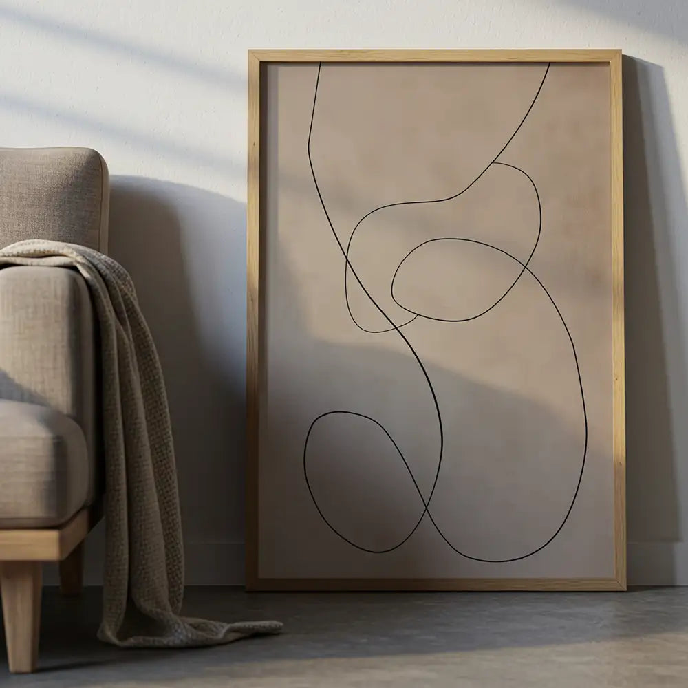 Cuadro minimalista abstracto en beige | Trazos con armonía