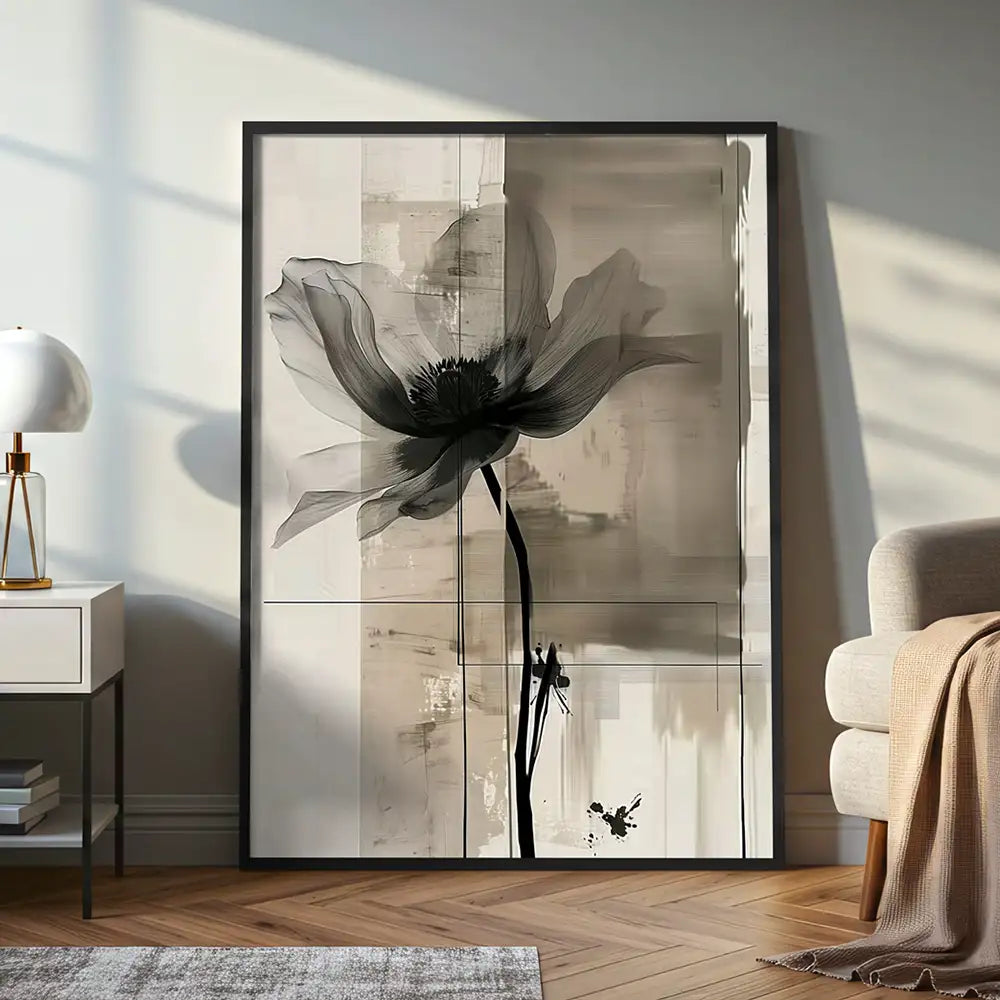 Cuadro moderno de flores grandes para sala moderna y elegante