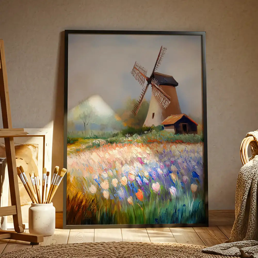 Molino entre flores | Inspirado en cuadros de pintores famosos