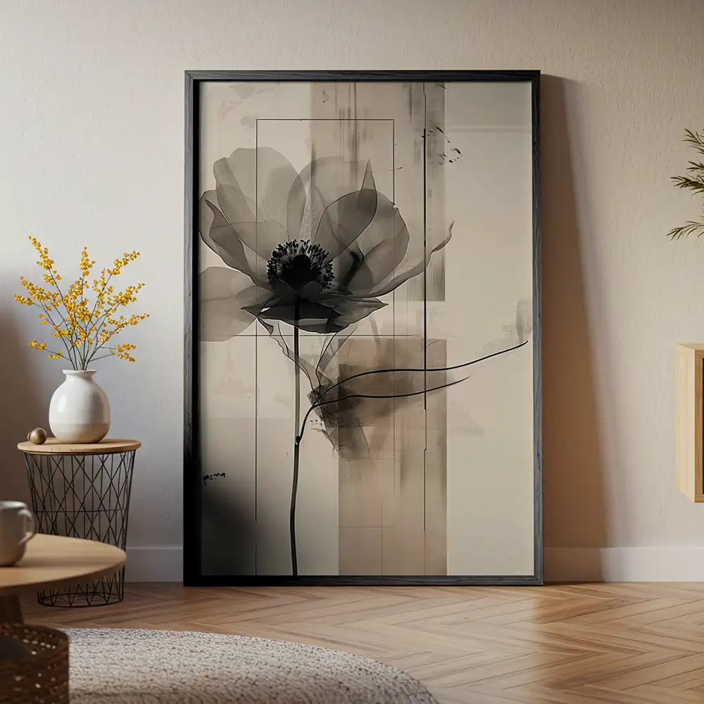 Cuadro de flores grandes con estilo artístico y moderno