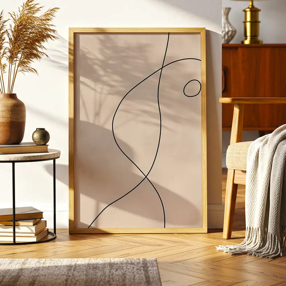 Cuadro minimalista abstracto con línea curva | Elegancia que respira