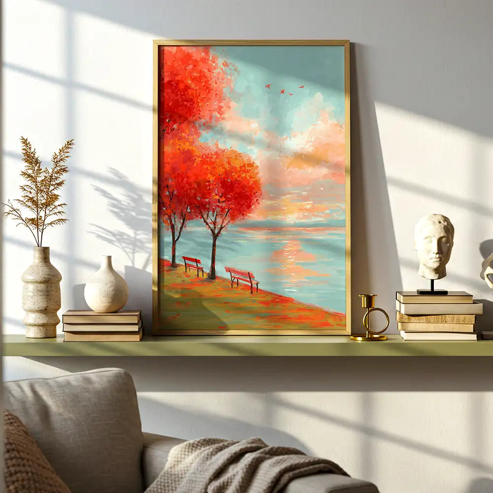 Cuadros de naturaleza vibrante: árboles y mar | Estilo Fauvista