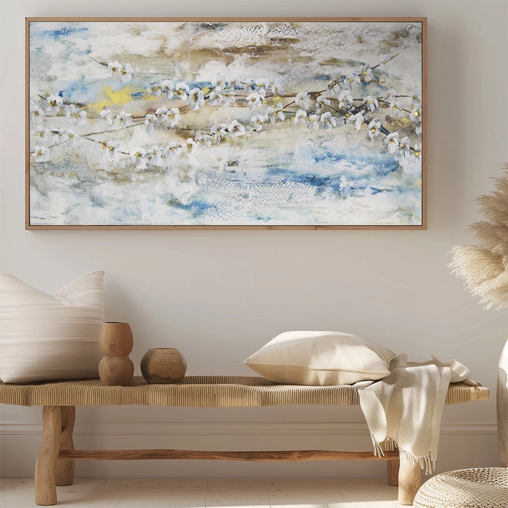 Cuadro de flores blancas |flor de almendro pintado a mano