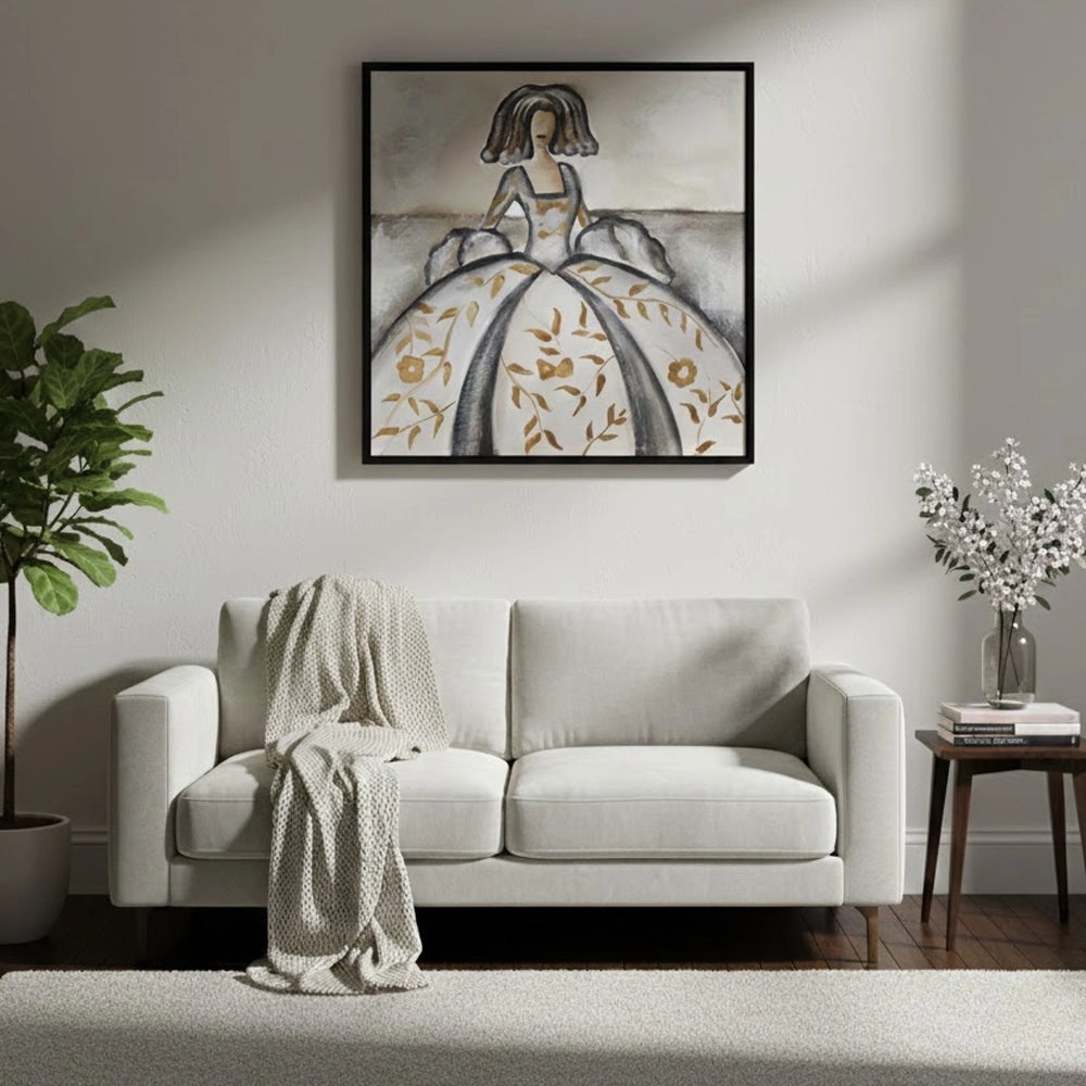 Cuadro de las meninas en tonos neutros y bronce