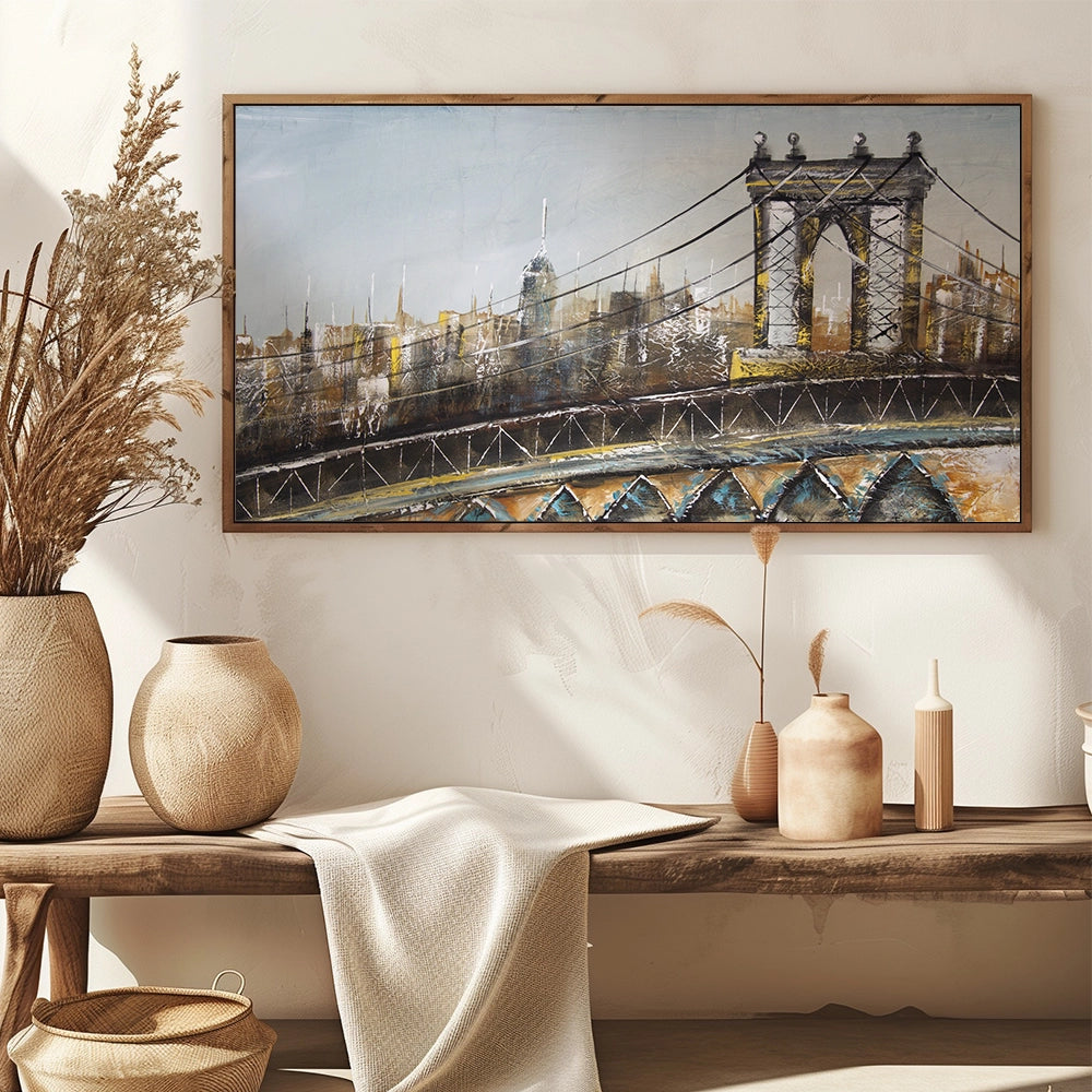 Cuadro puente de Brooklyn con relieve arquitectónico