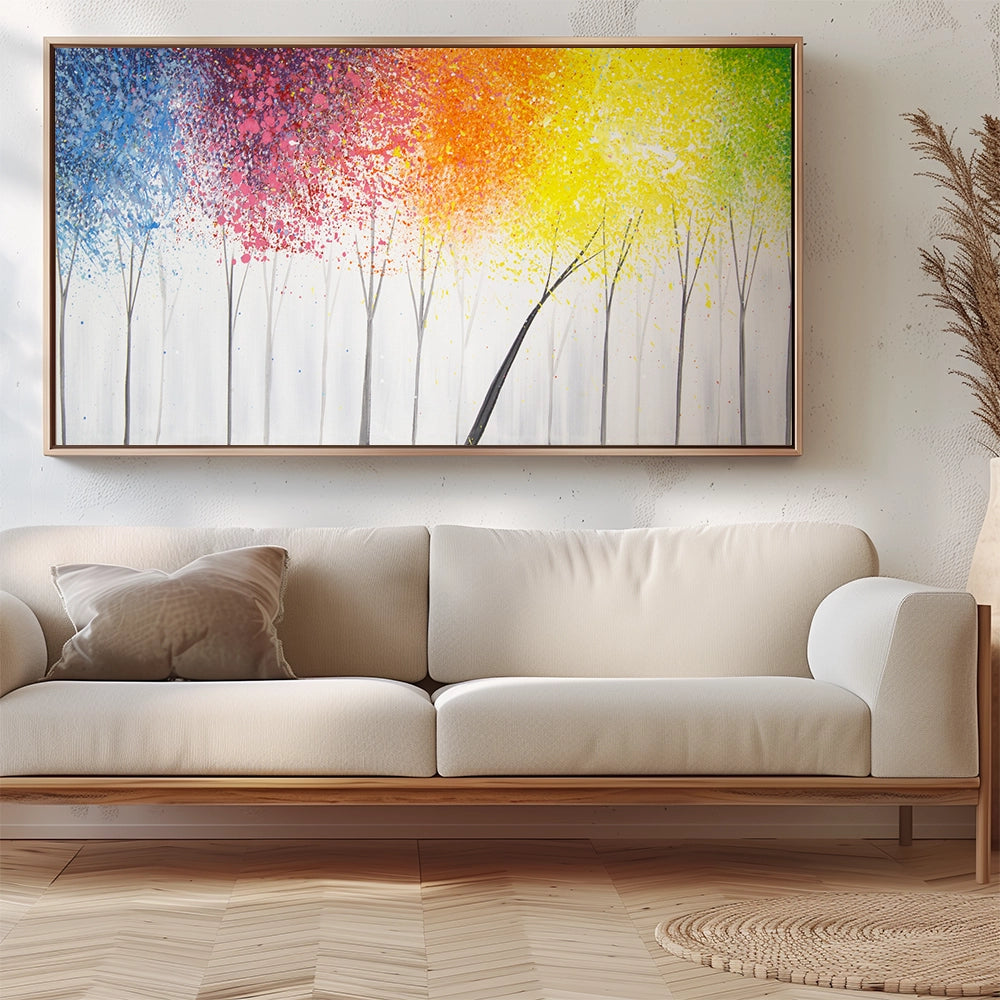 Cuadros con mucho color de bosque abstracto moderno