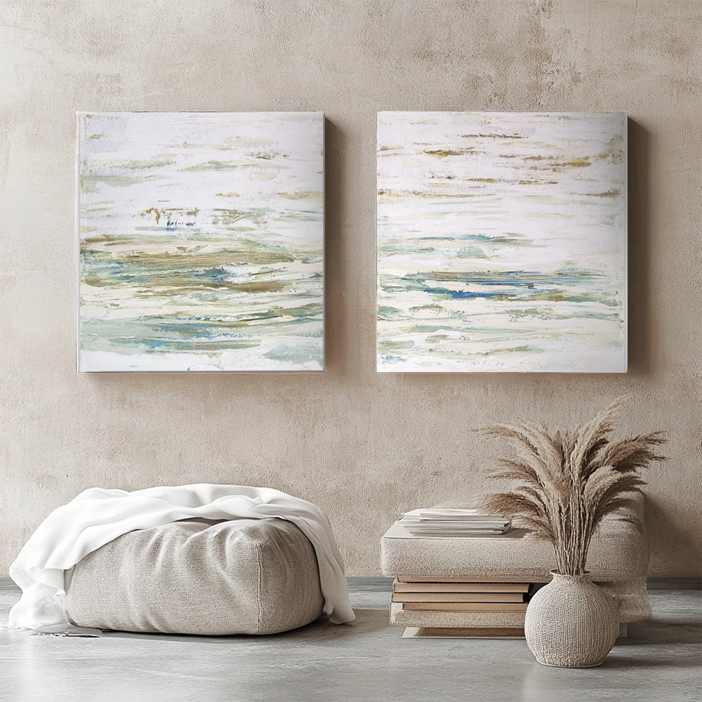 Cuadro pintado a mano inspirado en el mar abstracto contemporáneo