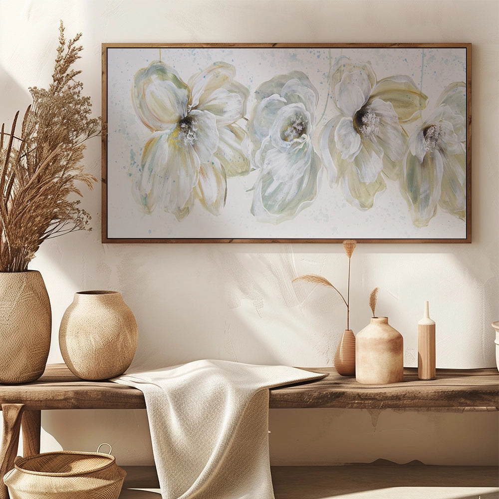 Cuadros modernos de flores grandes en blanco y beige