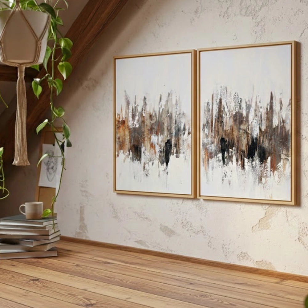 Cuadro moderno abstracto en formato díptico vertical