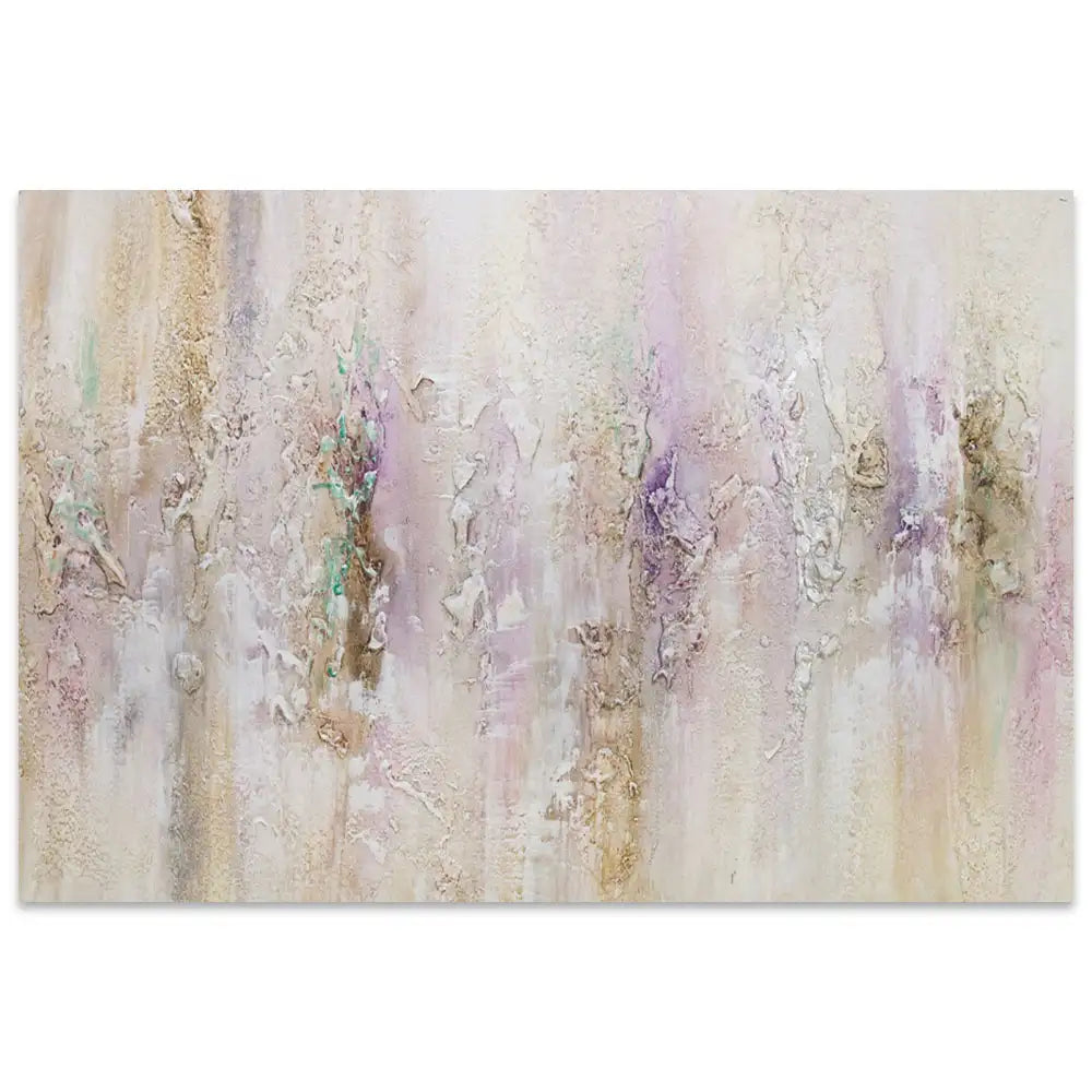 Cuadro pintado a mano con relieve en tonos metálicos suaves