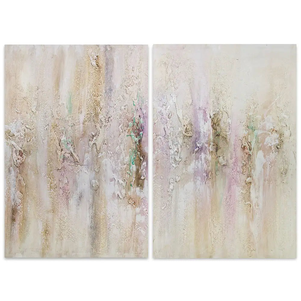 Cuadro pintado a mano con relieve en tonos metálicos suaves