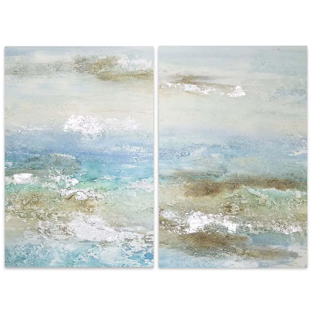 Cuadro pintado a mano original en tonos azul y plata