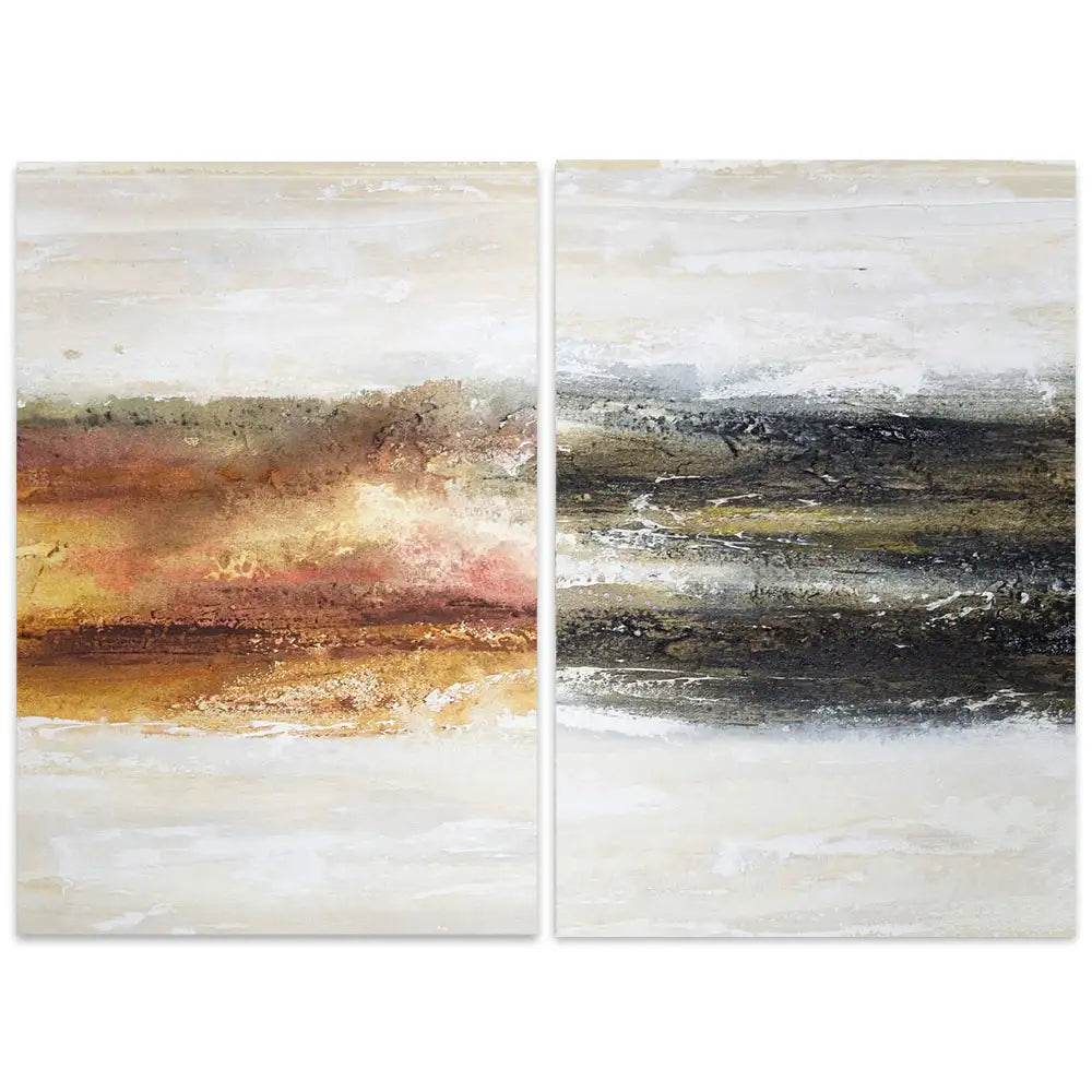 Cuadro abstracto pintado a mano en tonos tierra quemada