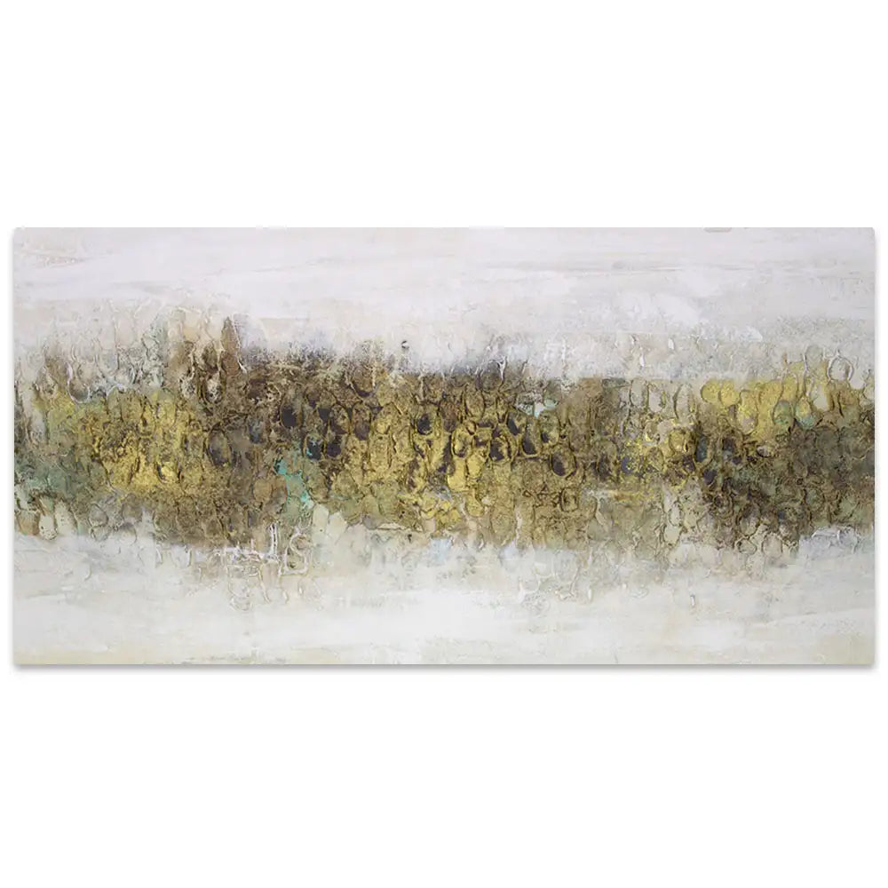 Cuadro con relieve pintado a mano en tonos tierra y dorado
