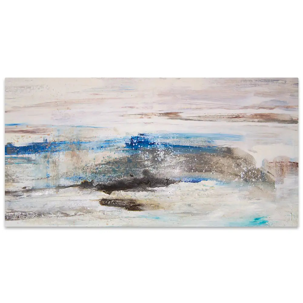 Cuadros abstractos azules pintados a mano en relieve