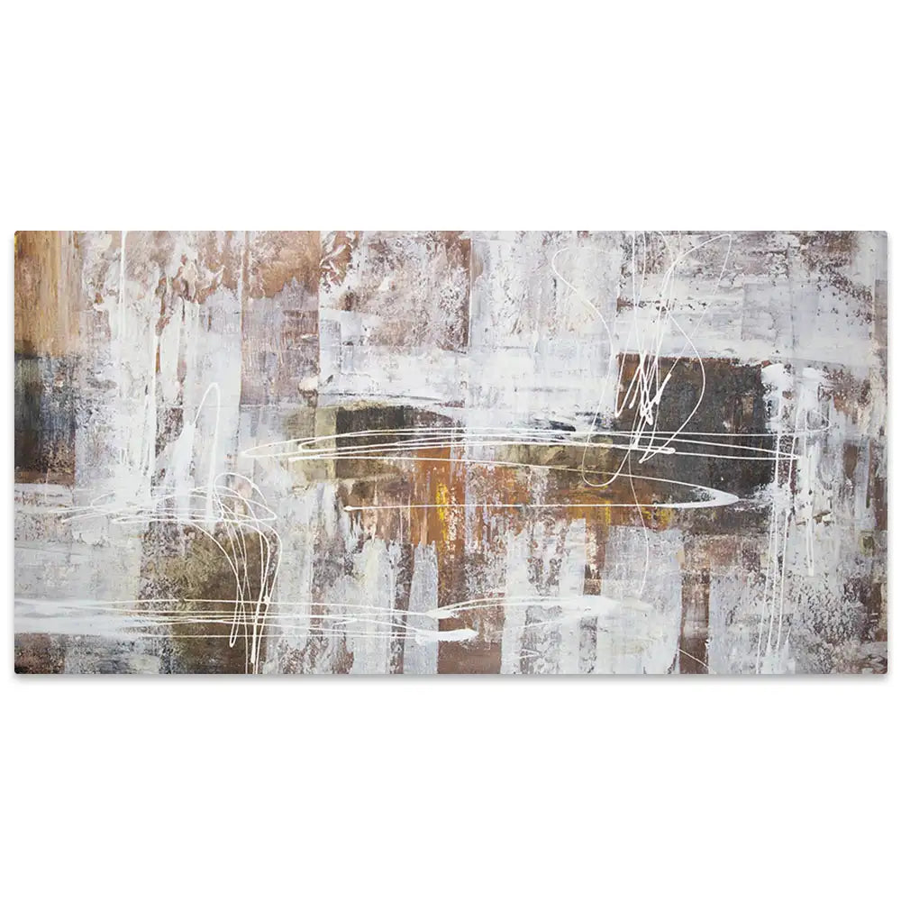 Cuadro abstracto moderno pintado a mano con líneas en blanco