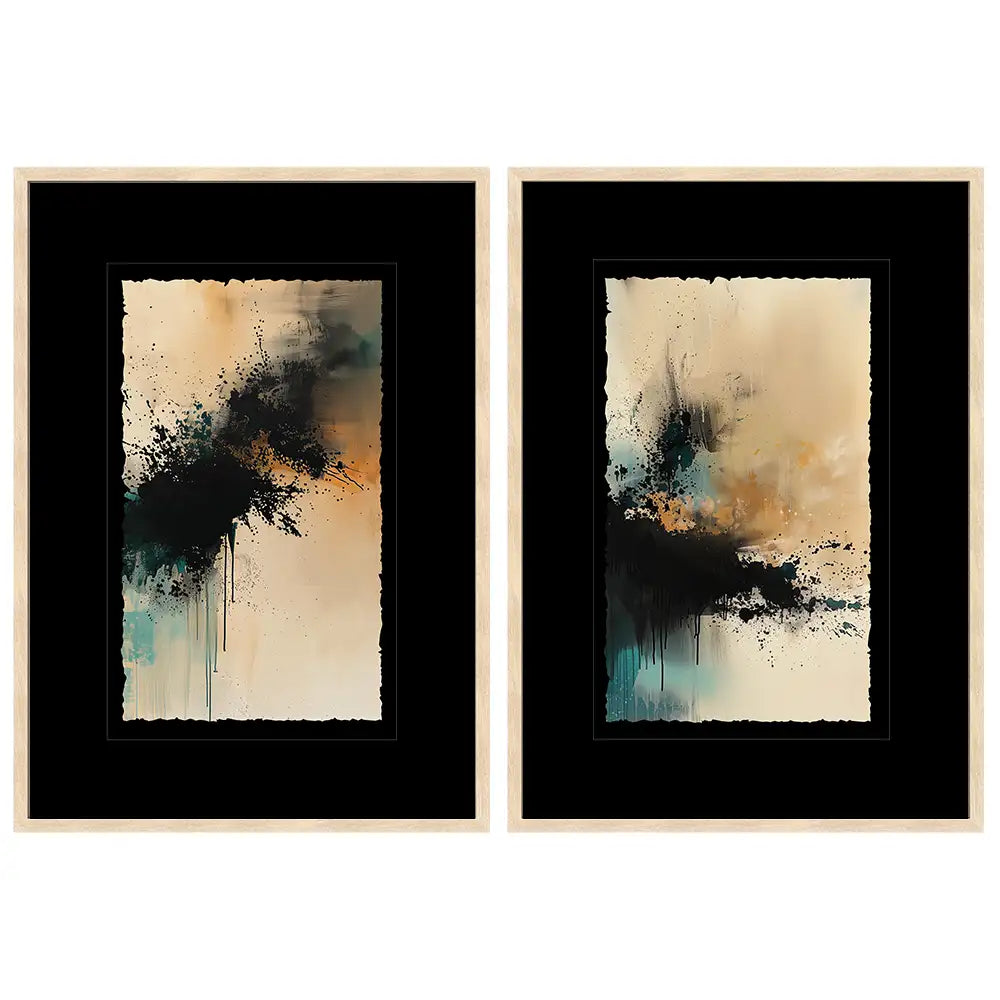 Cuadros abstractos originales con paspartu | Japandi