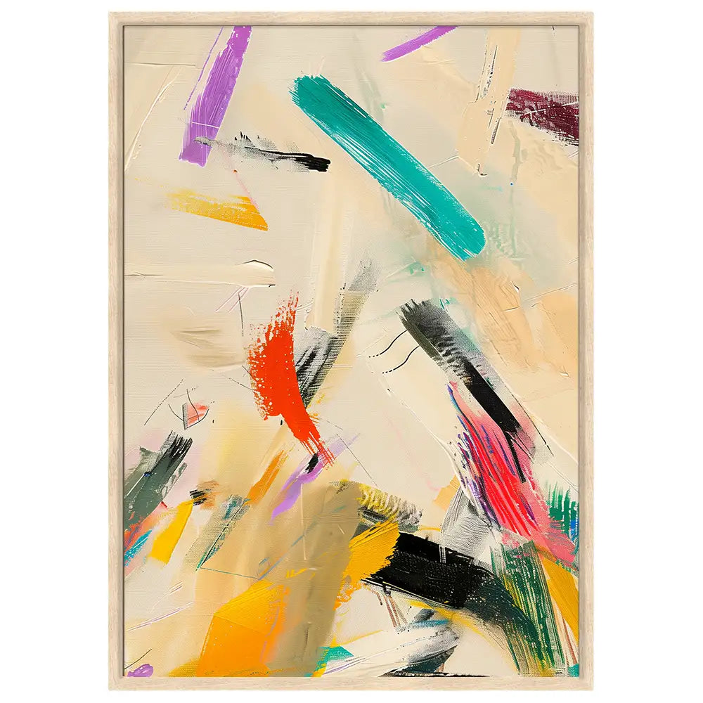Cuadro abstracto con trazo libre y energía cromática