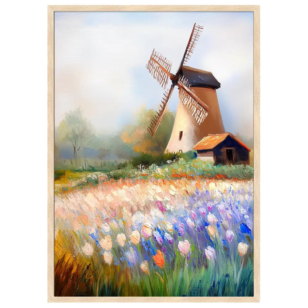 Molino entre flores | Inspirado en cuadros de pintores famosos