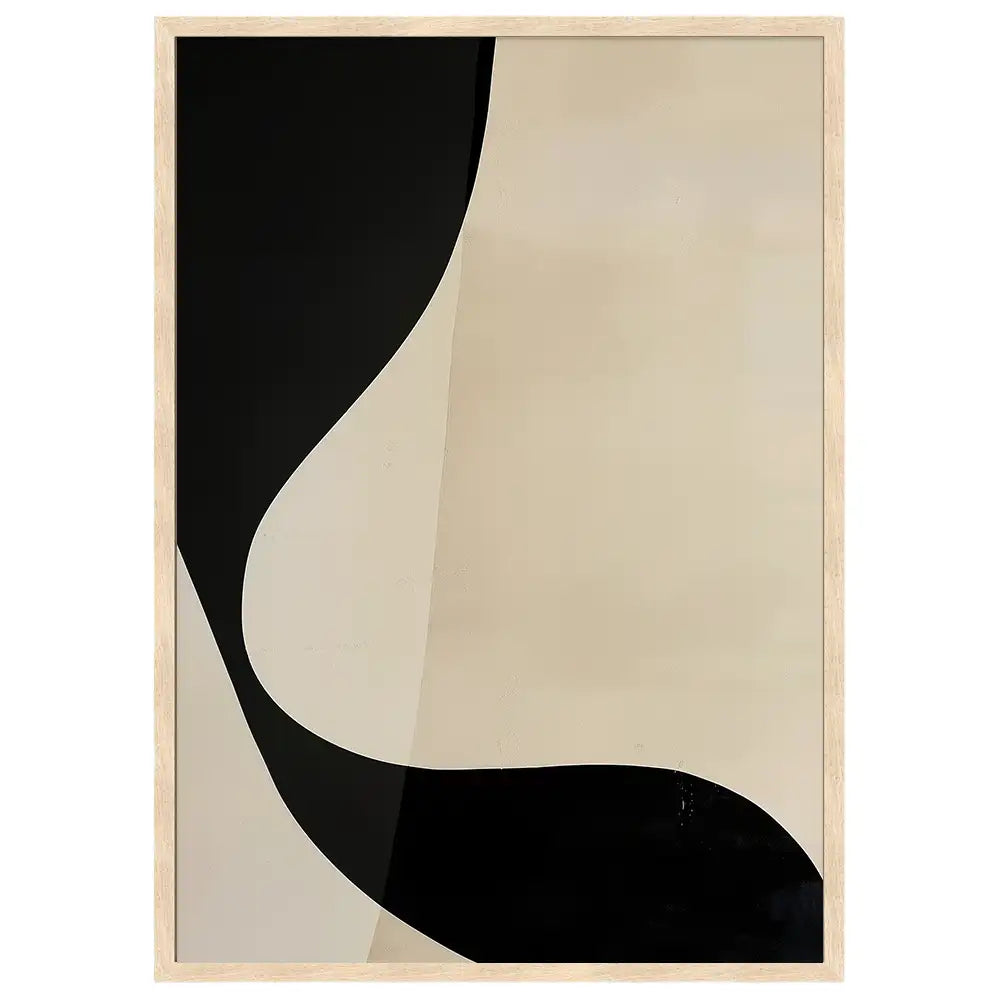Cuadro minimalista en negro y beige | Movimiento sutil y equilibrio