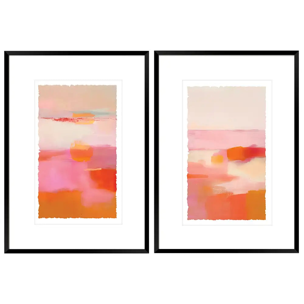 Cuadros coloridos con paspartú | Rosa y naranja