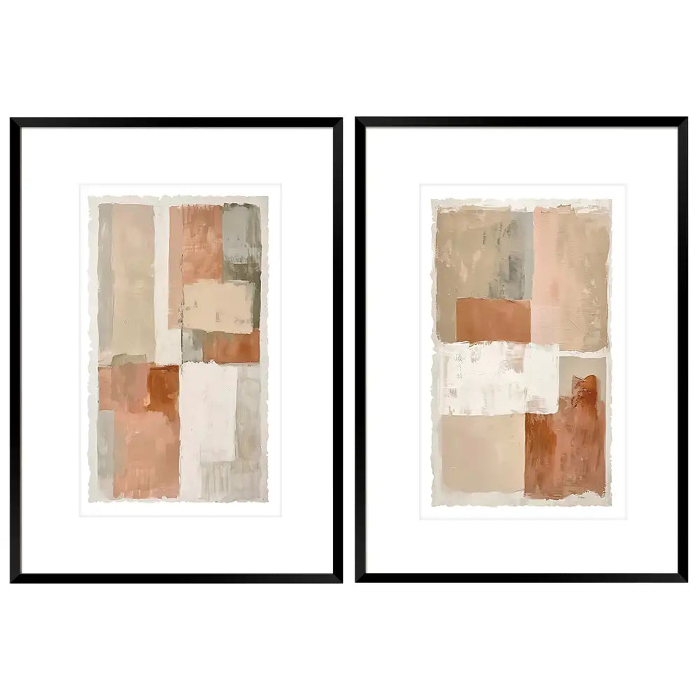 Cuadros abstractos con paspartú | Tonos tierra