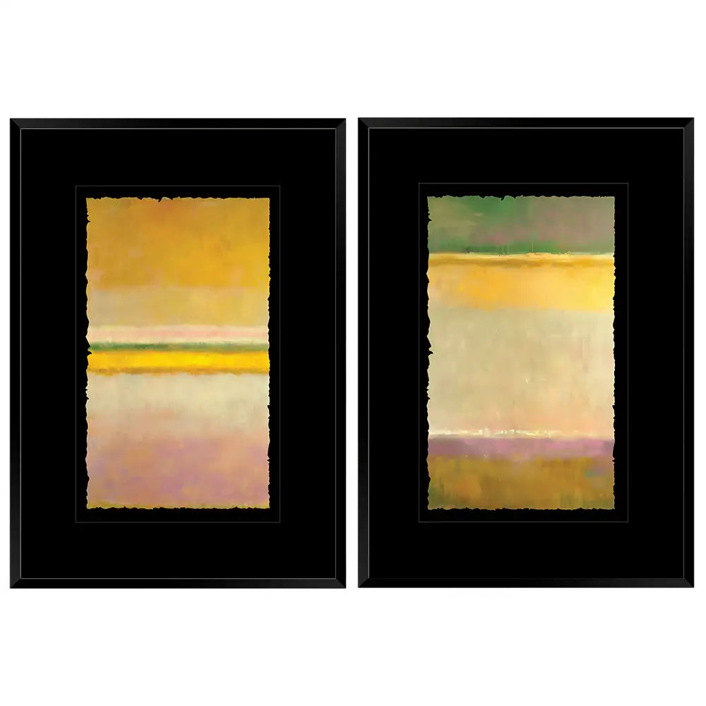 Cuadros con marco y paspartú abstractos | Amarillo y verde