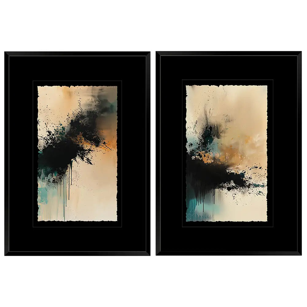 Cuadros abstractos originales con paspartu | Japandi