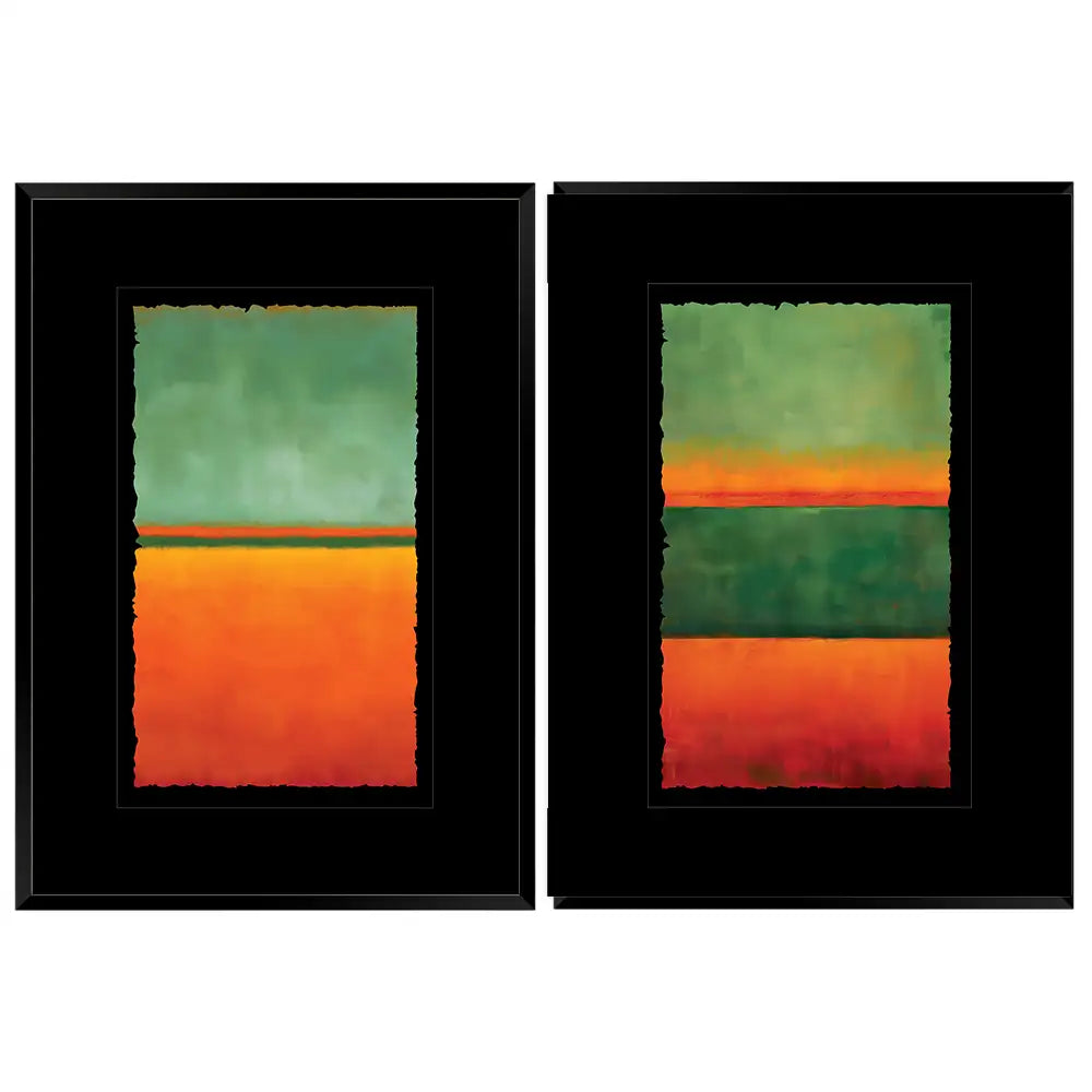 Cuadros coloridos con paspartu | Verde y naranja