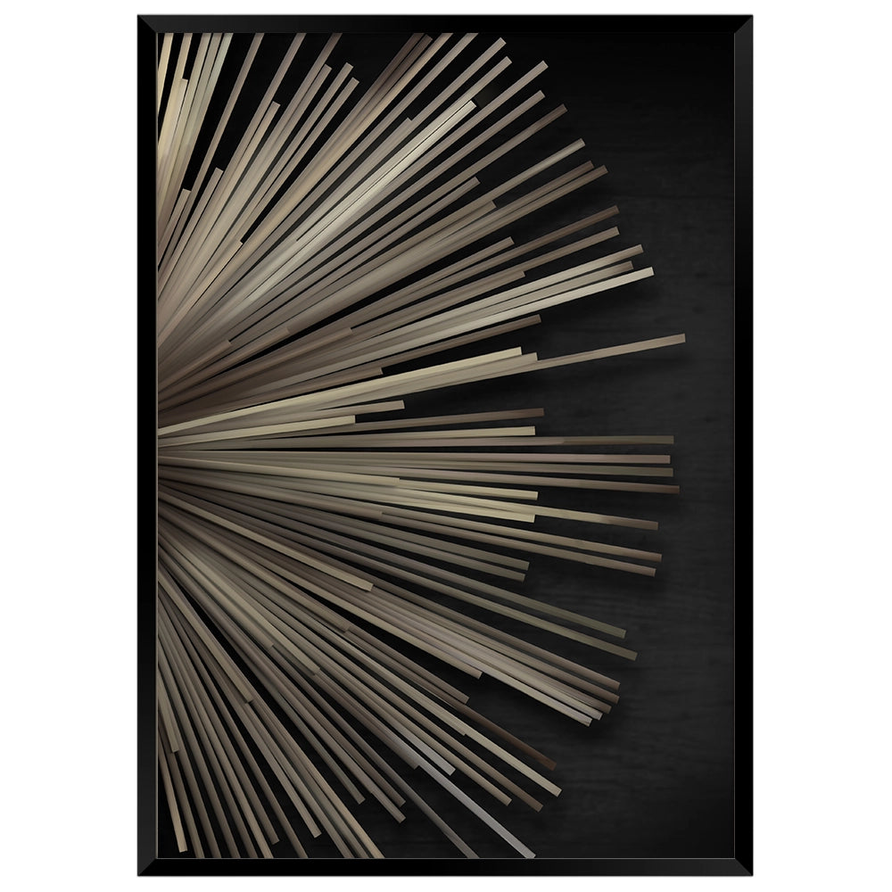 Cuadro abstracto geométrico moderno con efecto radial metalizado