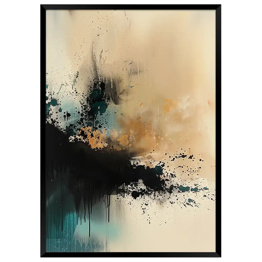 Cuadro abstracto en negro y beige | Profundidad visual elegante