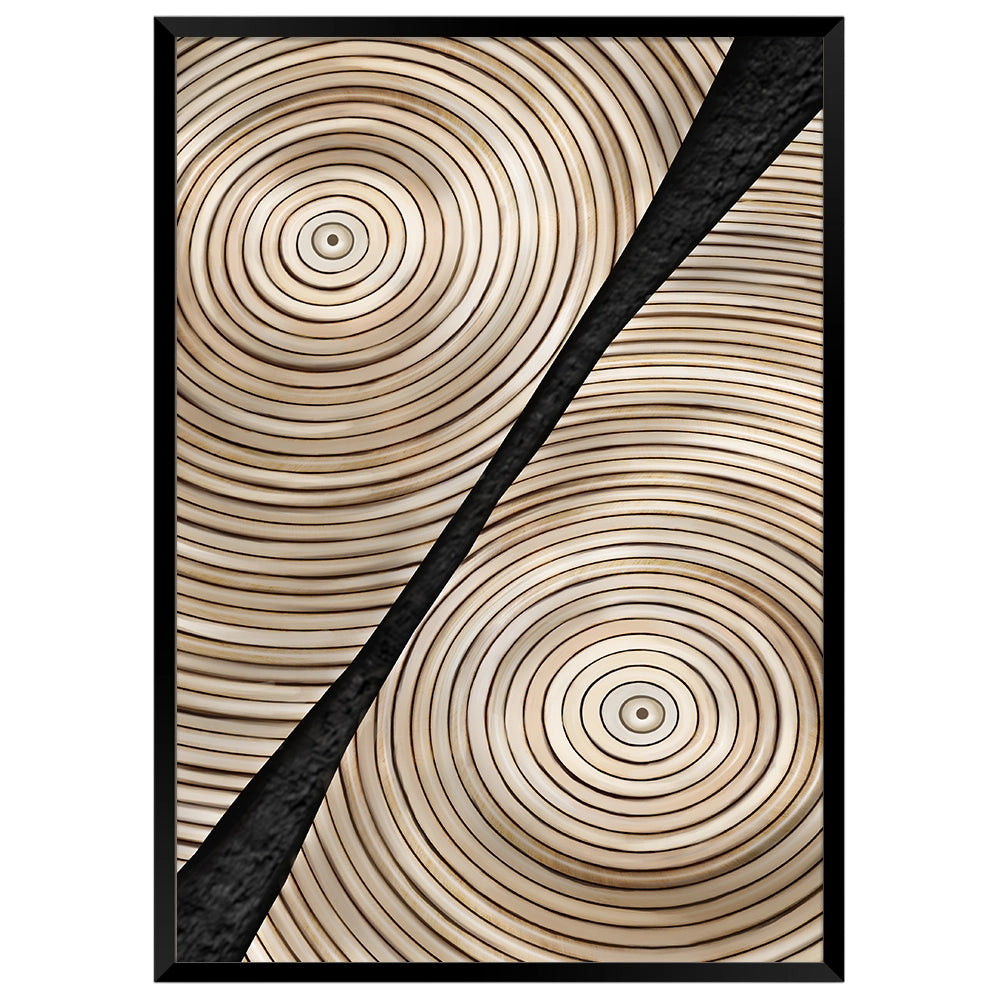 Cuadro geométrico moderno con composición diagonal en tonos arena