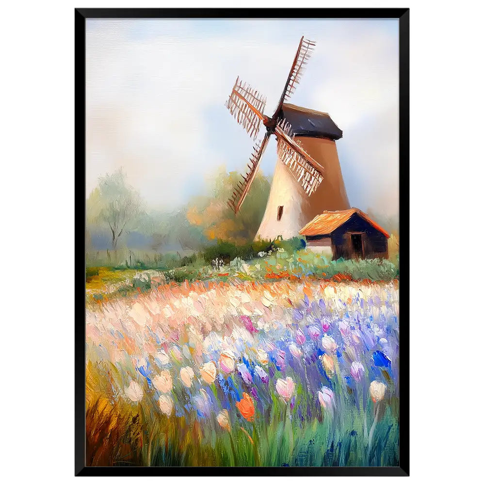 Molino entre flores | Inspirado en cuadros de pintores famosos