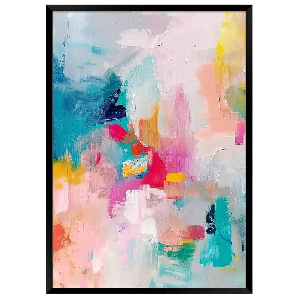 Cuadro abstracto con paleta suave y composición etérea