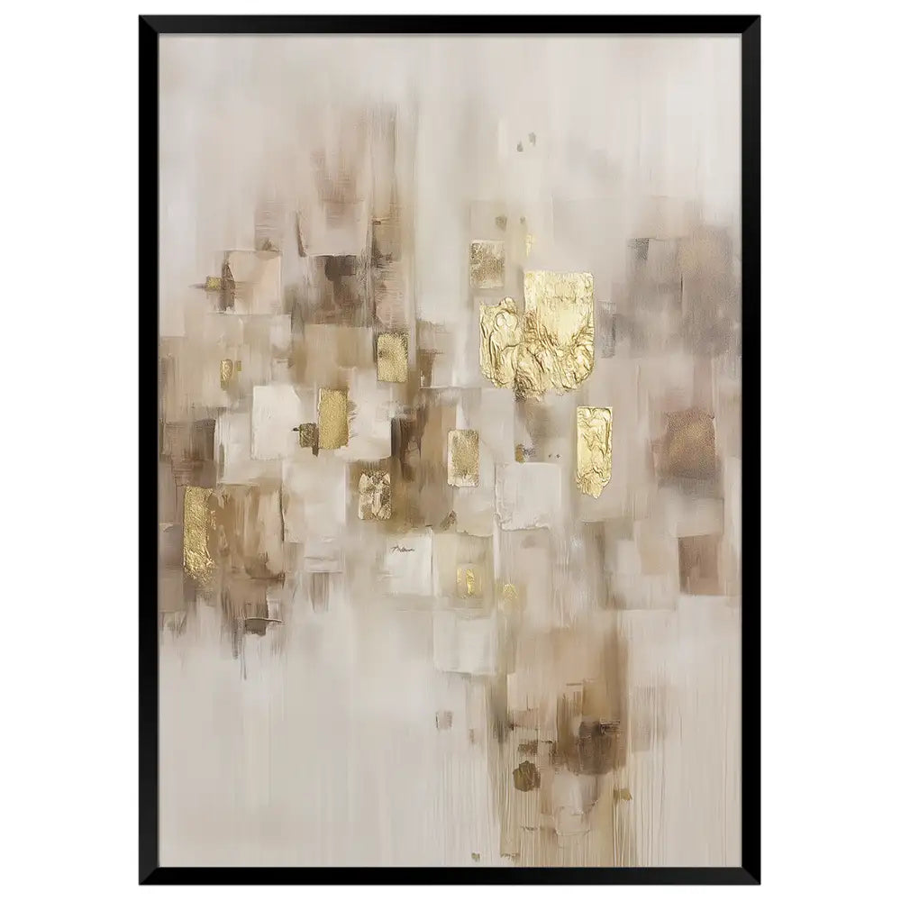 Cuadro abstracto con dorado y tonos neutros | Detalle y sutileza