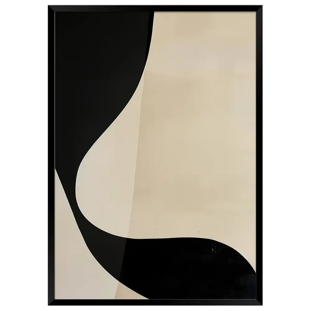 Cuadro minimalista en negro y beige | Movimiento sutil y equilibrio