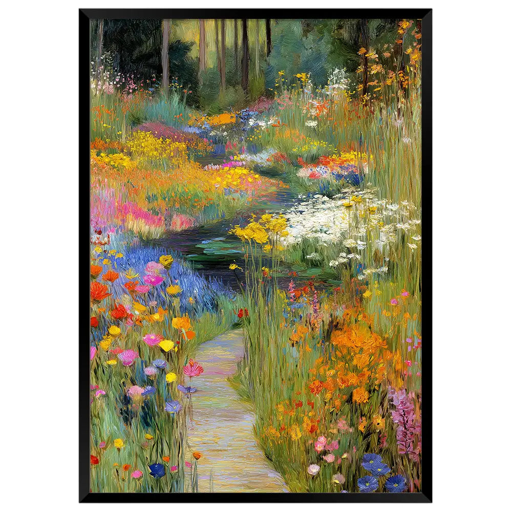 Cuadro de jardín floral inspirado en cuadros famosos