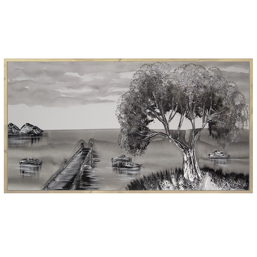 Cuadro monocromo en blanco y negro pintado a mano