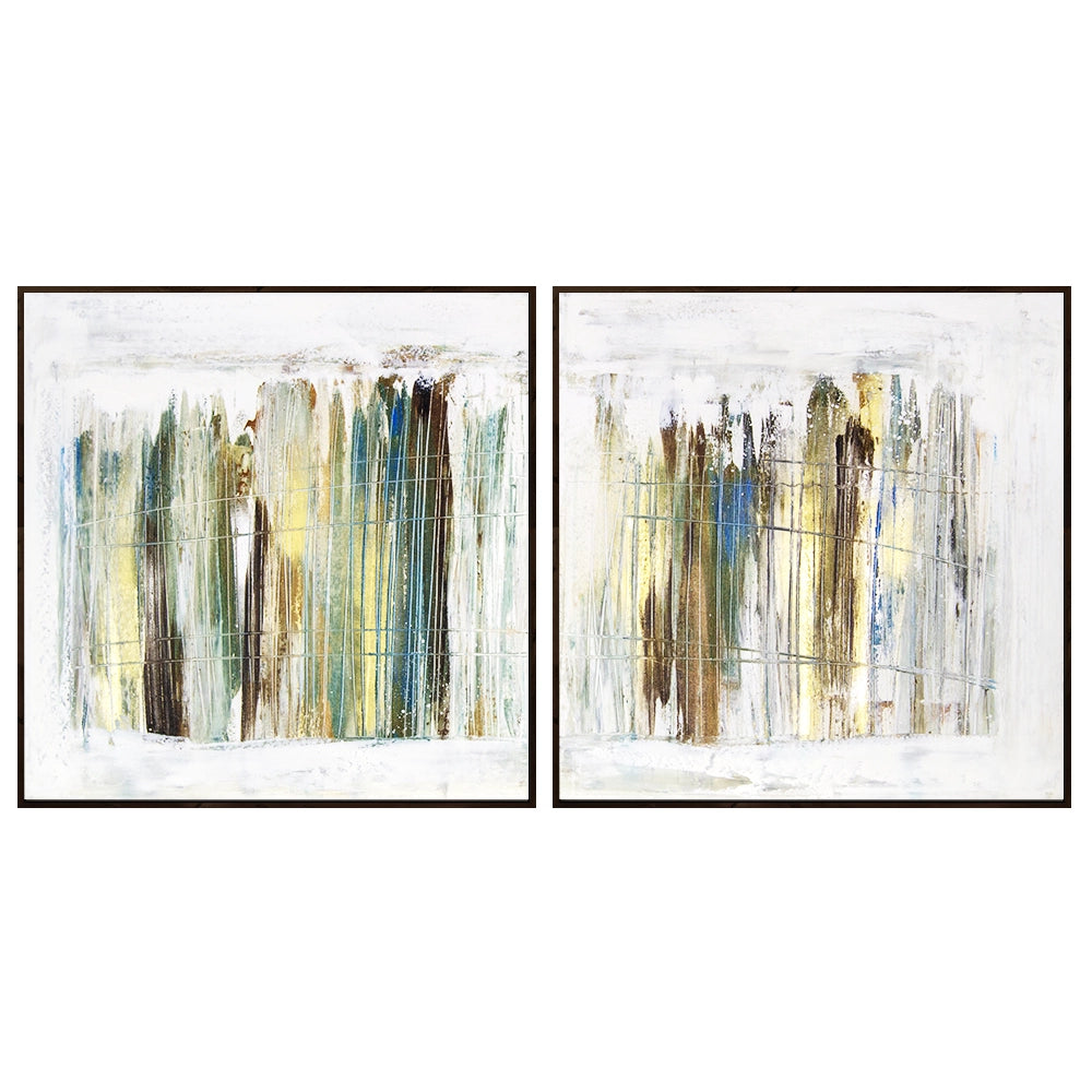 Cuadro pintado a mano en dorado y plateado abstracto