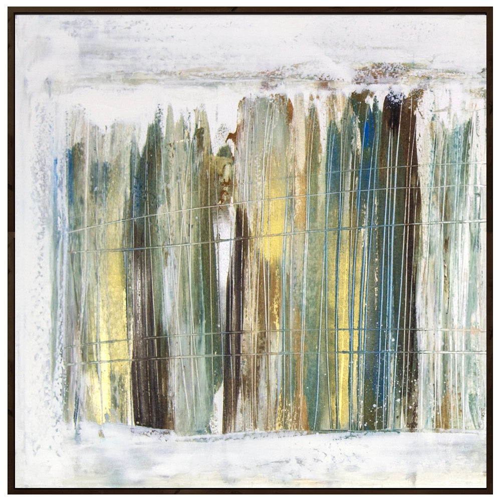 Cuadro pintado a mano en dorado y plateado abstracto