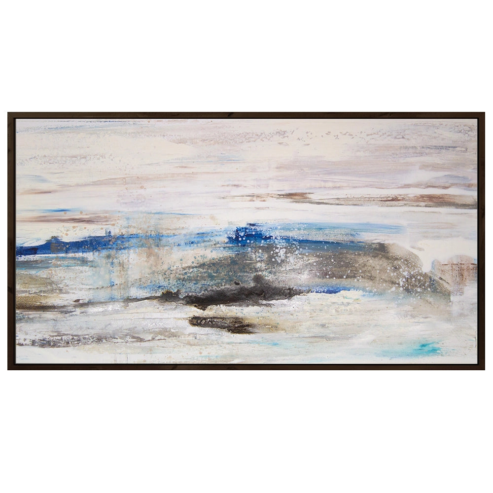 Cuadros abstractos azules pintados a mano en relieve