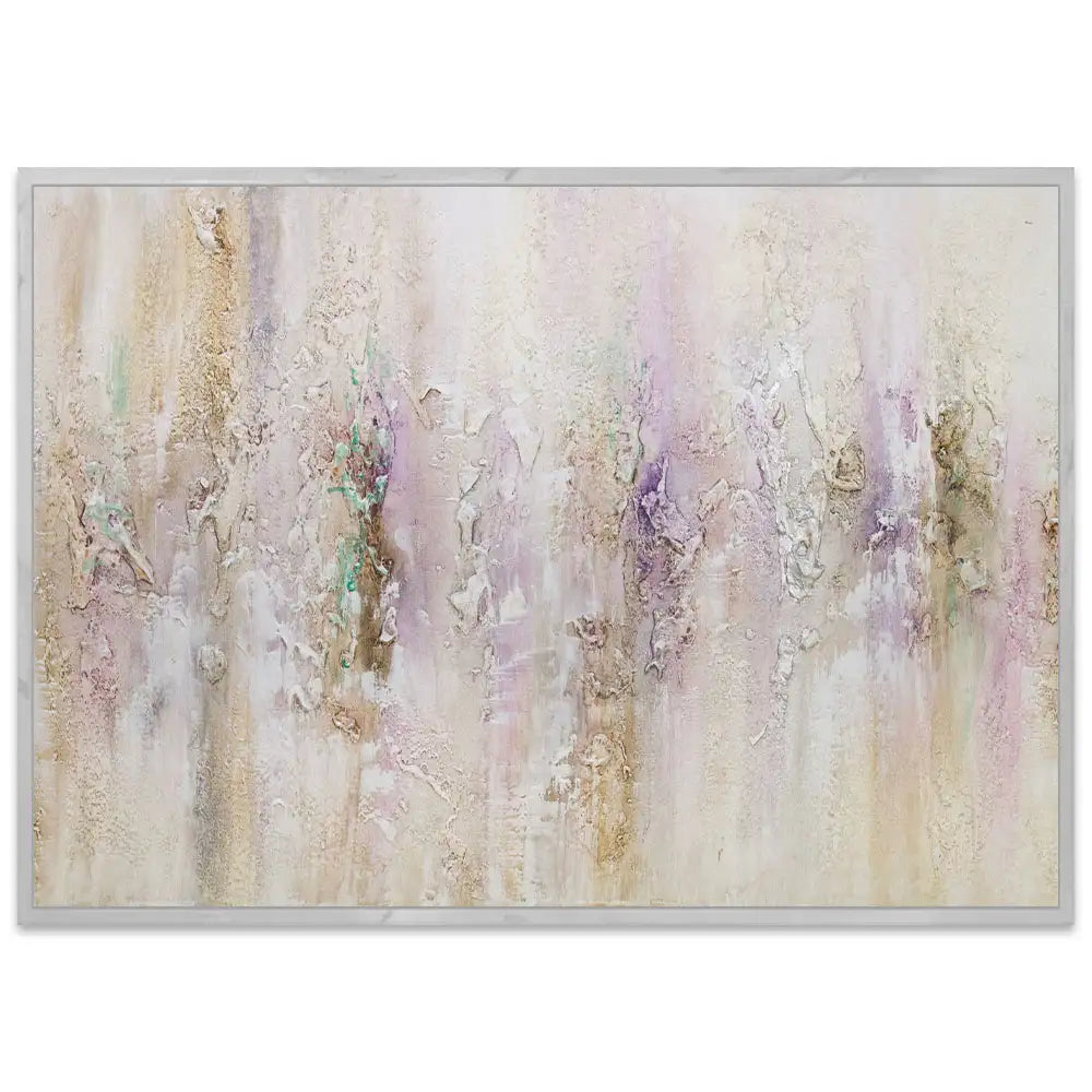 Cuadro pintado a mano con relieve en tonos metálicos suaves