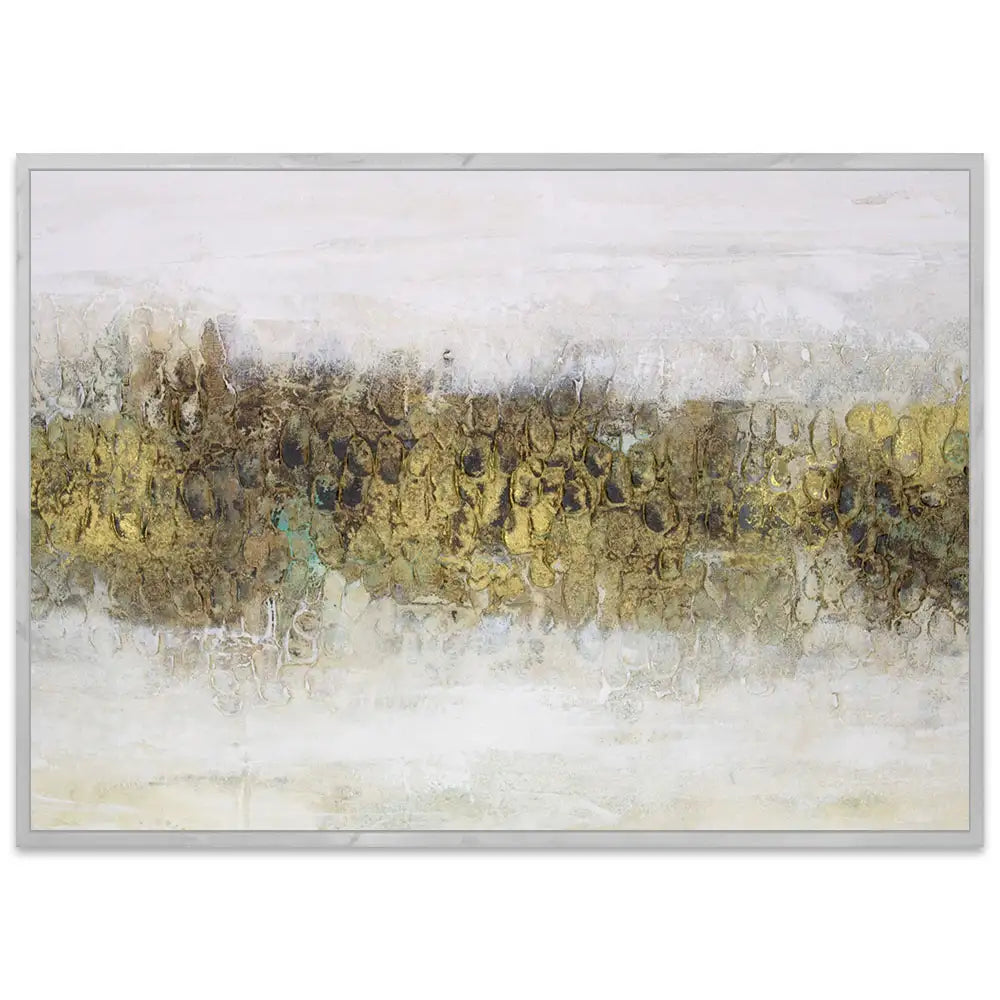 Cuadro con relieve pintado a mano en tonos tierra y dorado