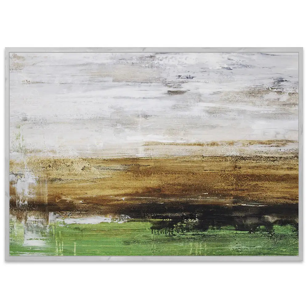 Cuadro pintado a mano moderno con contraste en tonos tierra y verde