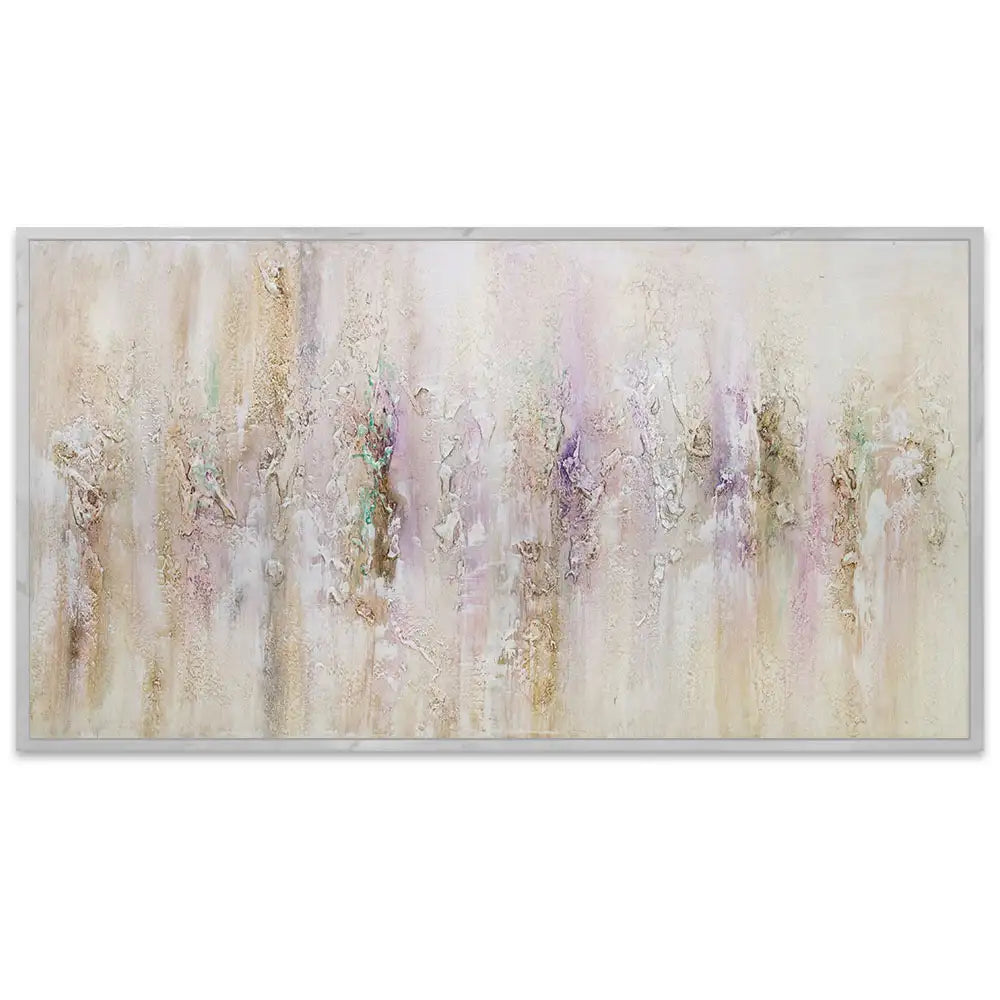 Cuadro pintado a mano con relieve en tonos metálicos suaves