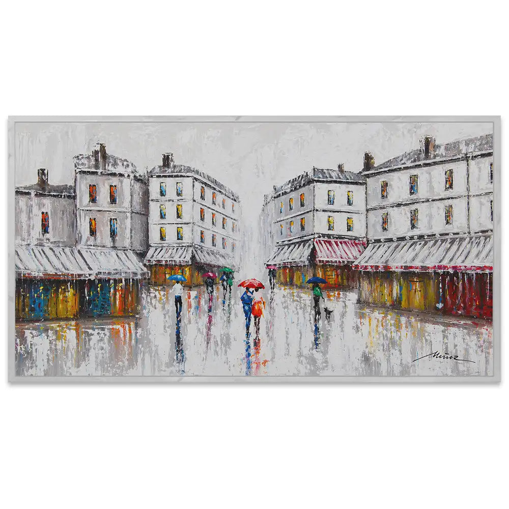 Cuadro con color urbano | Pinturas de ciudad bajo la lluvia