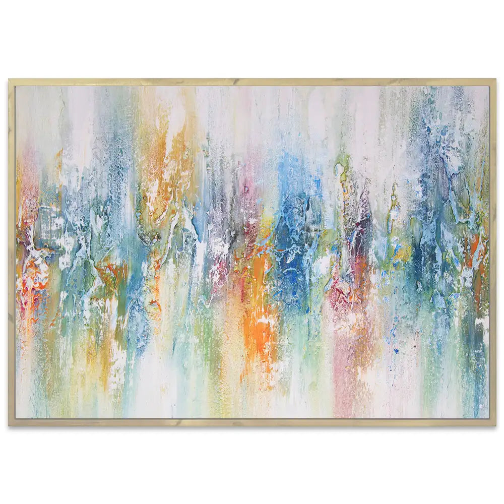 Cuadro abstracto de colores con textura pintado a mano