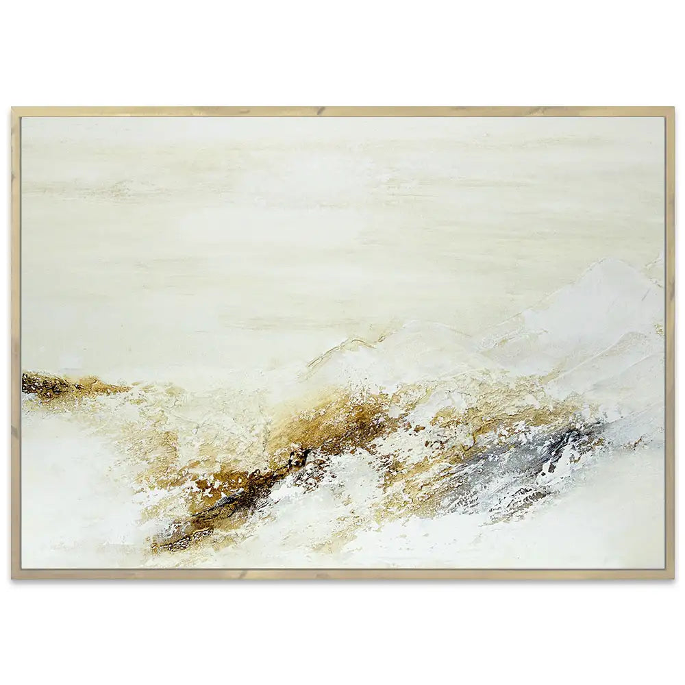 Cuadro pintado a mano con relieve en tonos tierra y blanco