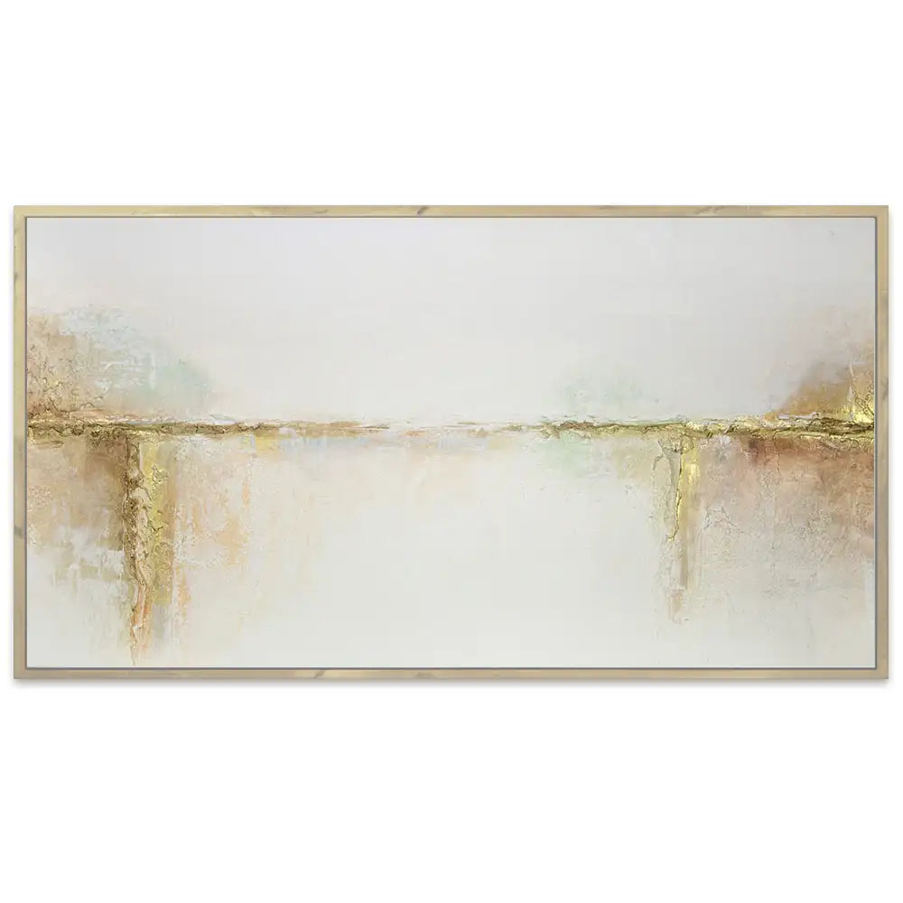 Cuadros con relieve con detalles dorados y fondo neutro