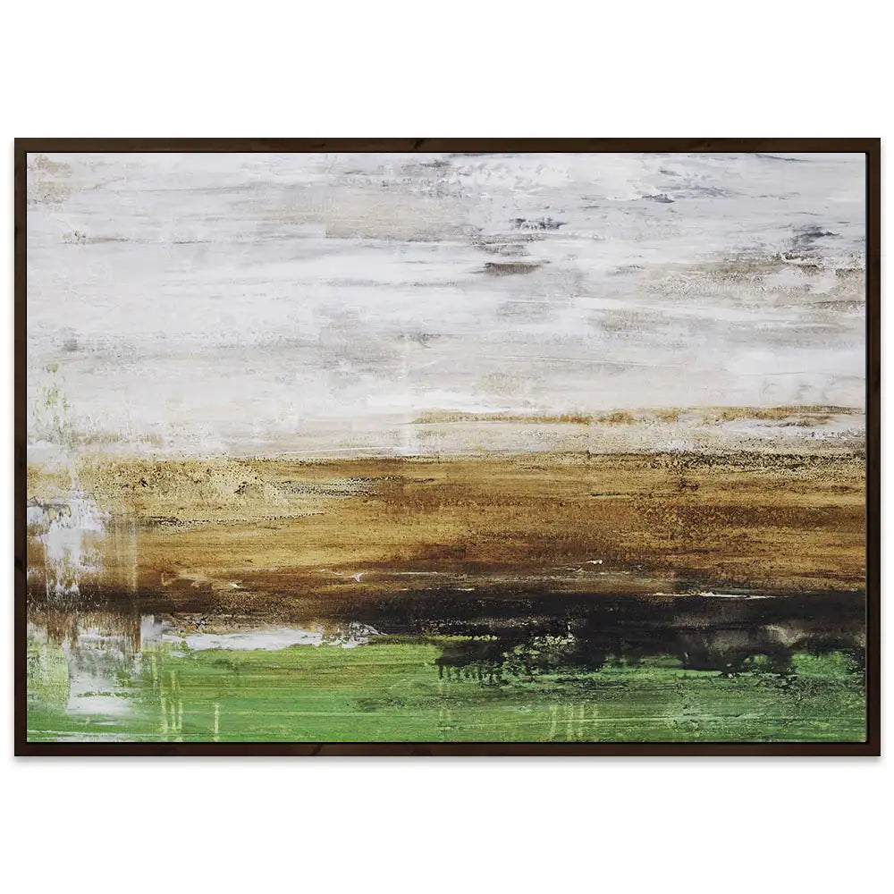 Cuadro pintado a mano moderno con contraste en tonos tierra y verde